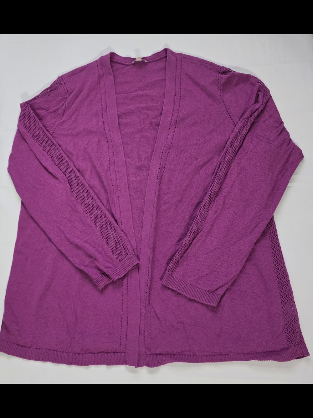 Talbots Women's XL Regular Solid Purple Knit Open Front Long Sleeve Cardigan - Picture 2 of 14